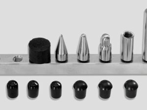 7/16' 6-pc screw-on tip set: 1' & 2' extensions, 1' softtip, 1' me dium tip, 1' pencil point, 3/4' ru