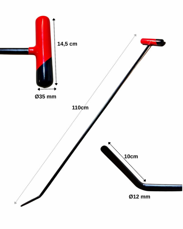 Single Bend PDR Rod - 110 cm / 12 mm (Round Tip)